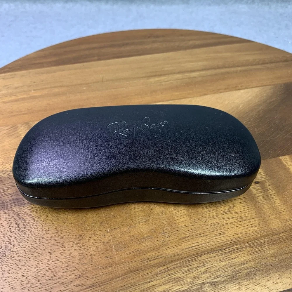 Ray-Ban‎ Black Leather Hard Shell Eyeglasses Sunglasses Case Clamshell Lined OEM